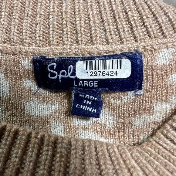 Splendid Knit Brown Leopard Pullover Sweater size Large - Picture 7 of 8